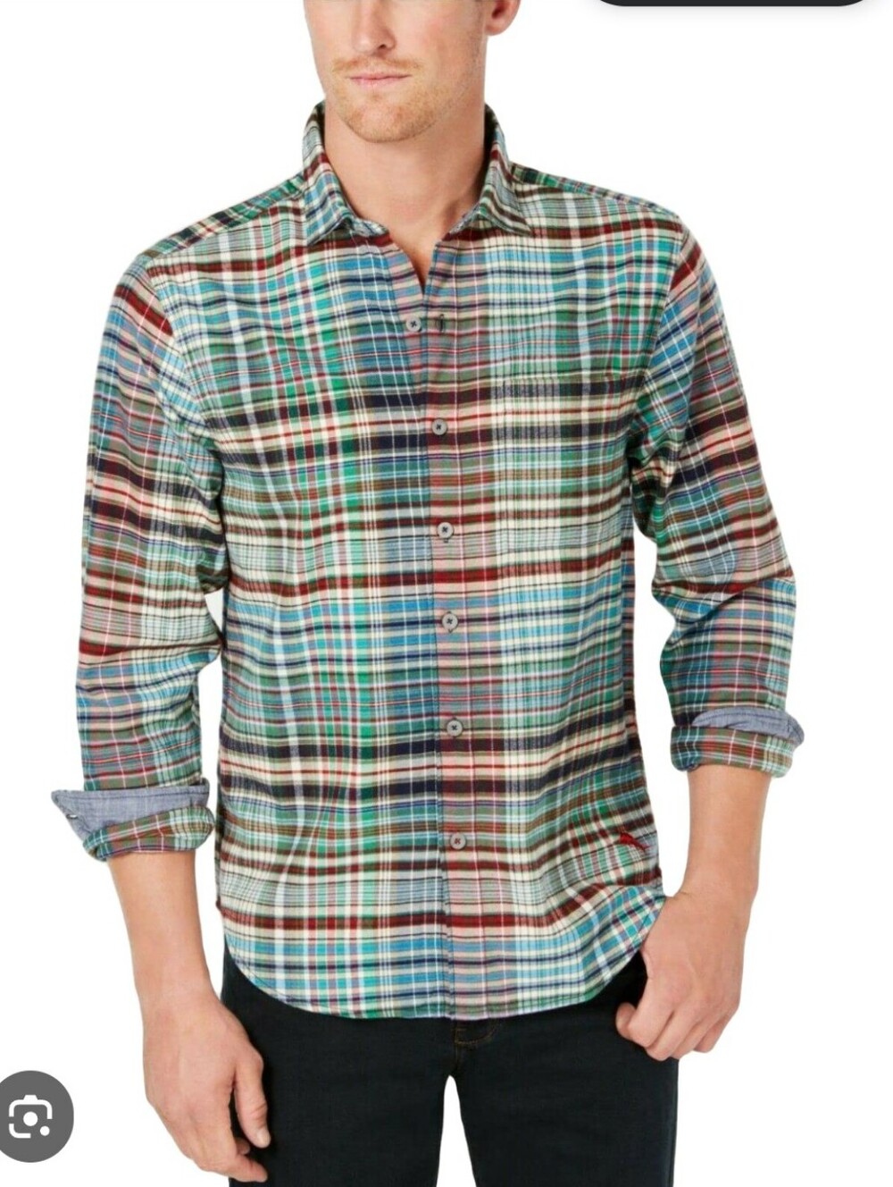 Tommy Bahama Shirt Men's XL Fore Shore Flannel Plaid Button Down